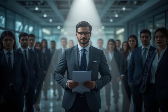 Choosing an individual from a group of business associates.highlight, HR, leadership, staff recruitment and best candidate concept.