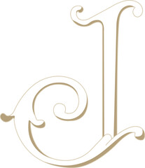 Elegant capital letter J with ornate flourishes. A beautiful script initial for monograms and classic typography design.