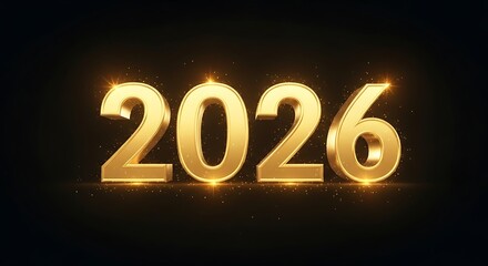 Golden 2026 Numbers Shine with Festive Sparkle