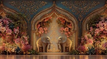 Traditional Indian Jaipur-Style Decorative Arch of Palace.

