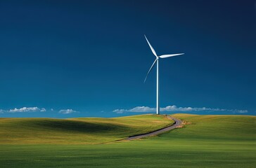 An image of wind turbines on the grassland, used as a background for brochures and posters of environmental protection organizations and new energy enterprises.
