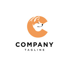 Letter C Akita Dog Logo Icon vector