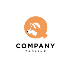Letter Q Akita Dog Logo Icon vector