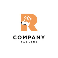 Letter R Akita Dog Logo Icon vector