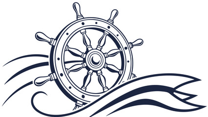 Nautical Steering Wheel on Rippling Water.