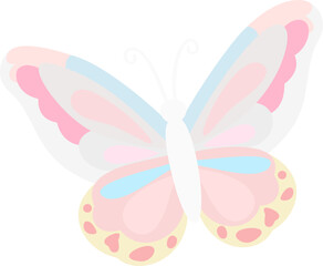 Pastel Butterfly in Winter Sky – Dreamy Snow Fairy Illustration