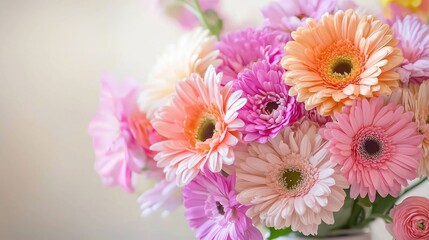 Vibrant Bouquet of Gerbera Daisies in Soft Pastel Colors for Floral Decoration and Celebratory Occasions