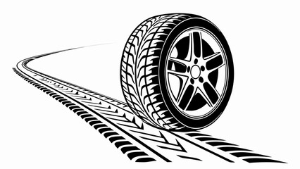 Tire Track and Wheel Design Graphic.