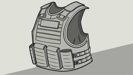 Vector Illustration of a Tactical Body Armor Vest.