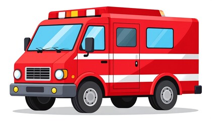 Cartoon fire truck, side view