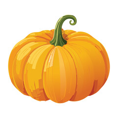 Simple Whole Orange Pumpkin Produce Image - Vector Illustration