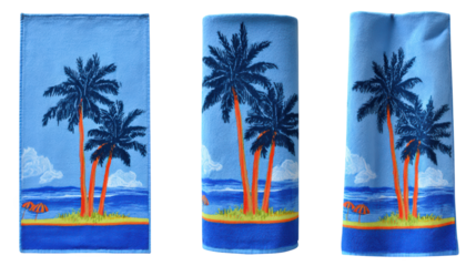 Lush palm tree beach towels for a tropical summer getaway, relaxation and coastal vibes