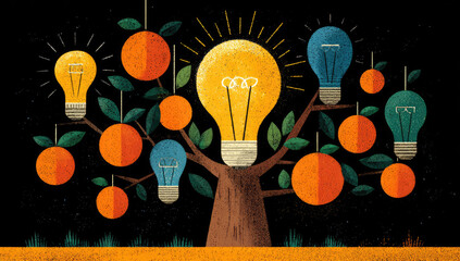 Orchard of light bulbs, idea tree