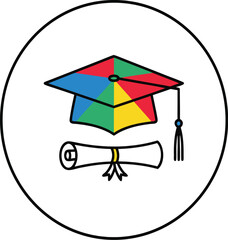 Graduation cap and diploma vector illustration symbol design with white background.