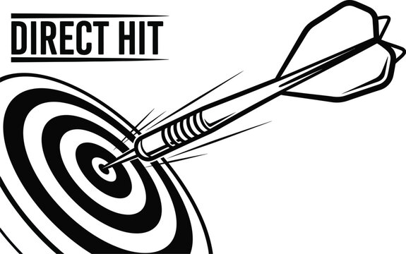 A striking vector illustration showcases a dart hitting the bullseye on a target, emphasizing precision and accuracy with a bold "Direct Hit" message, suitable for business or sports themes.