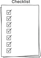 Hand drawn checklist illustration with check marks on paper, perfect for project management, task tracking, and planning, conveying organization and completion.
