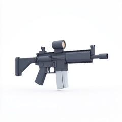 Gray Low Poly Assault Rifle 3D Model