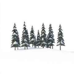 Obraz premium Low Poly Snowy Evergreen Forest 3D Render
