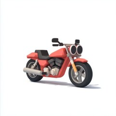 Obraz premium Red Low Poly Motorcycle 3D Model on White Background