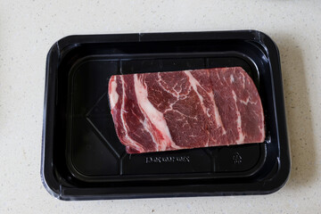 Ribeye steak in vacuum packaging
