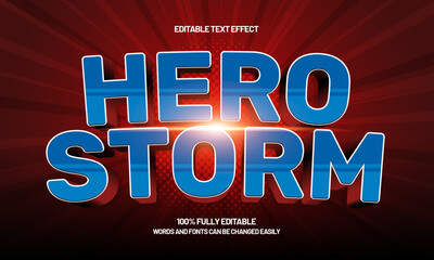 hero storm editable text effect with a hero and fight text style