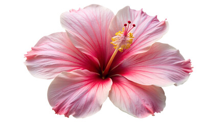 Photo of a beautiful pink hibiscus flower with deep red edges on its petals showcasing its delicate structure and vibrant natural beauty isolated on transparent background