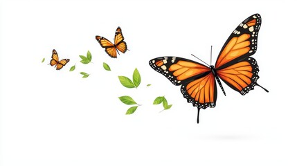 Obraz premium A textile-style vintage whimsical vector of a Monarch butterfly fluttering through the air, crafted with intricate patterns, delicate lines, and decorative textures