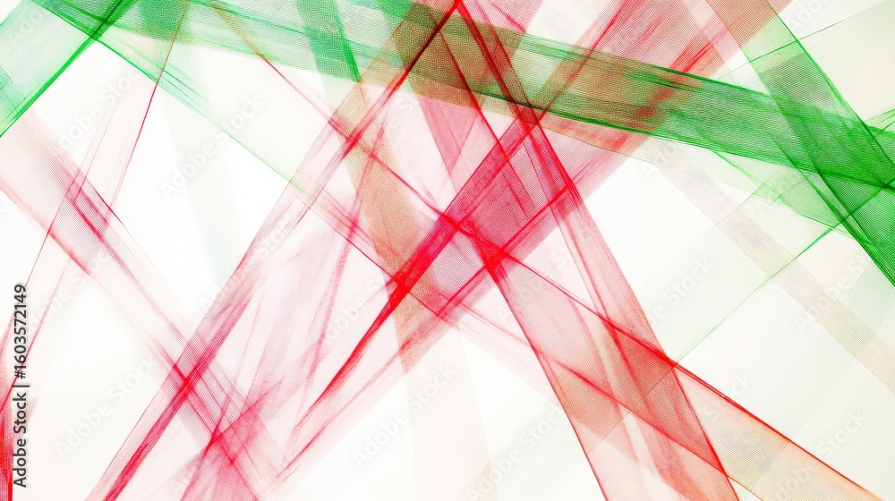 Poster clean and simple minimal abstract interlocking letterforms, intersecting neon red and green line art