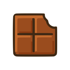 Smooth brown candy bar featuring four segments and missing corner conveys warmth joy and snack-time delight
