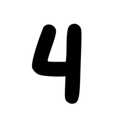 Black number four with a simple modern font style, isolated on white background, representing the numeric digit 4 for design or educational use.

