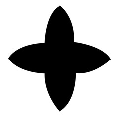 Black symmetrical four-petal shape, suitable for abstract icon design, pattern concepts, or minimal geometric and decorative visuals.
