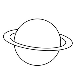 Minimal line drawing of Saturn with rings, ideal for educational space visuals, science graphics, or astronomy-themed illustrations.
