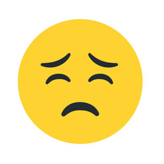 Yellow emoji showing worried or sad expression, ideal for mood illustrations, emotional icons, and communication graphics or messages.
