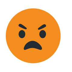Orange emoji face showing angry expression, used for emotion packs, chat stickers, reaction tools, or expressive mood symbols.
