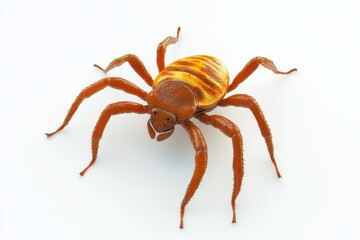 Tick crawling 3d render cartoon character on white background