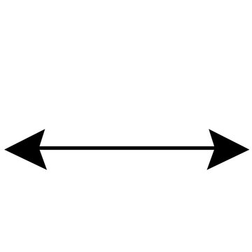 Black double arrow pointing left and right, isolated on white background, representing navigation, directions, or movement in both sides.

