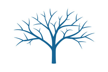 Fototapeta premium Bare Tree Branches Winter Outline Vector Illustration on White Background for Design
