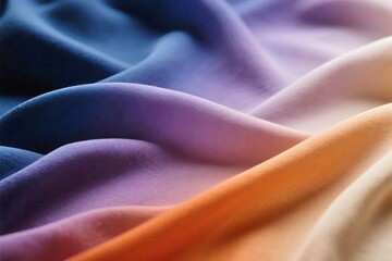 Colorful Ombre Fabric in Spiral Fold with Blue, Purple, and Orange Tones