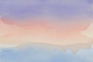 Watercolor Ombre Sky with Pink, Purple, and Blue Pastel Cloud Layers