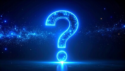 Abstract question mark, glowing blue