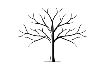 Obraz premium Simple leafless tree outline illustration on a white background for winter designs