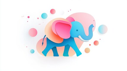 Soft gradient 3D vector elephant, clean and modern design, simple form with smooth shading, stock illustration perfect for branding and empty space for copy or logo placement