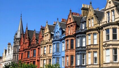 Obraz premium Colorful row houses under a clear sky
