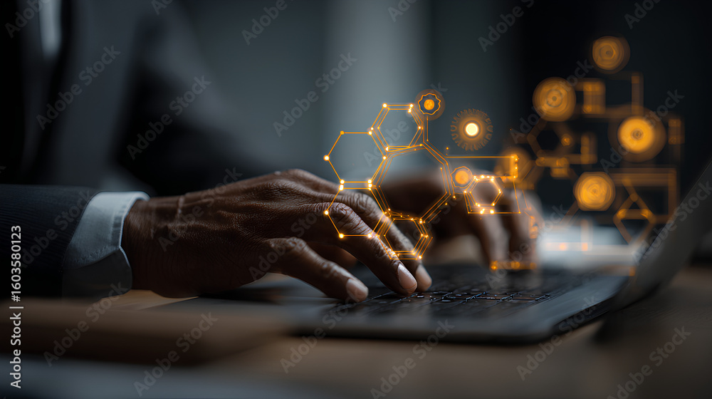 Poster ai automation and api automation. data transfer through system integration. intelligent process auto