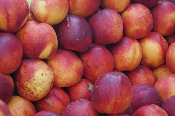 Fresh nectarines piled at a local market
