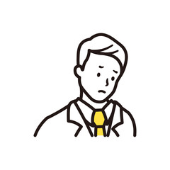 ビジネスマンが悩んでいる上半身のシンプルなイラスト素材