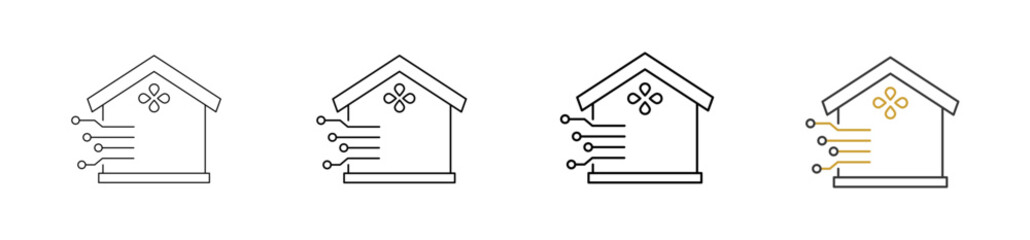 Smart Home icon set outline style with various sizes