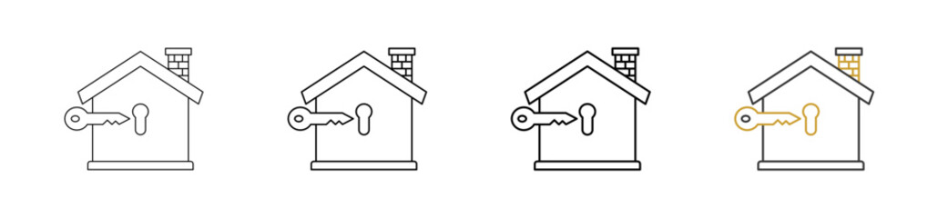 House Key icon set outline style with various sizes