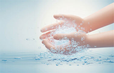 Fototapeta premium Global Handwashing Day, concept image to raise awareness, 3d rendering. Information based Copy space poster or banner.