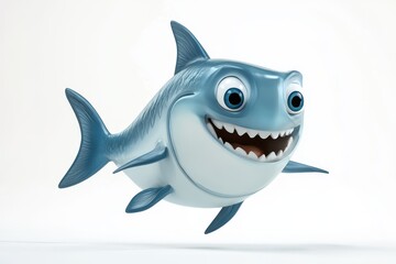 Obraz premium Tuna tail-flicking 3d render cartoon character on white background